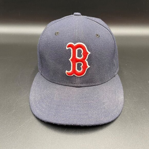 New Era Boston Red Sox Baseball Cap Size 7 1/4 Navy/Red - Picture 1 of 8